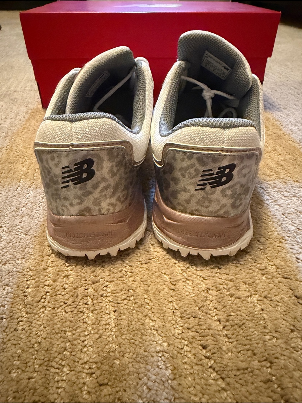 New Balance Women’s White and Rose Gold Athletic Sneakers - golf shoes - Picture 4 of 8